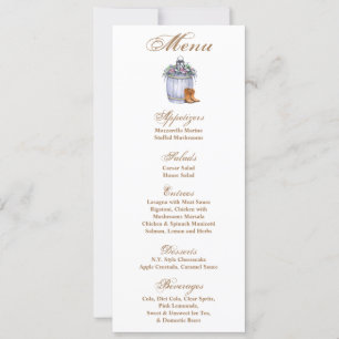 4x9.25 Menu Cards Summer Country Wedding Rustic Wa