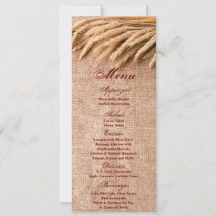 4x9.25 Menu Cards Wheat on Burlap Sack Country Rus