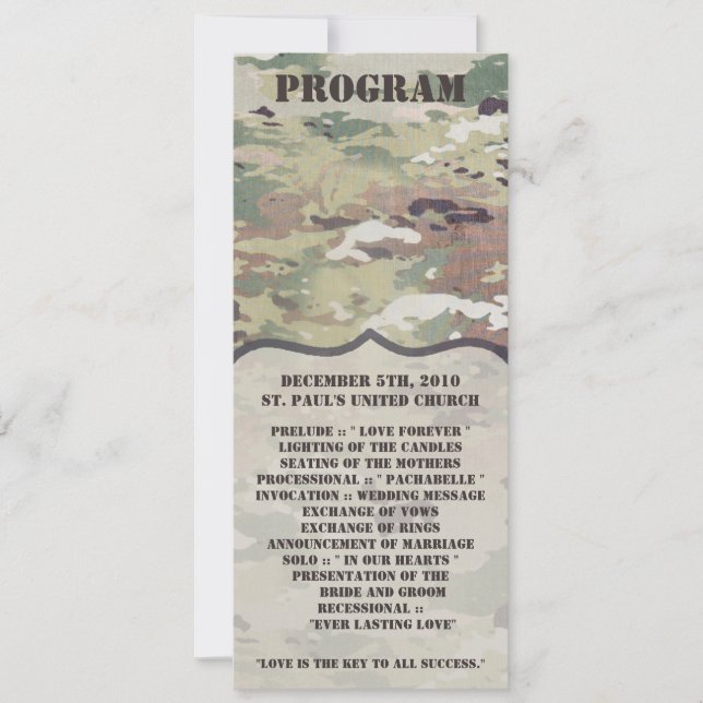 4x9.25 Program Cards Army OCP Camo Uniform Camofla (Front)