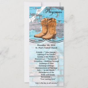 4x9.25 Program Cards Blue Wood Barn Door Boots