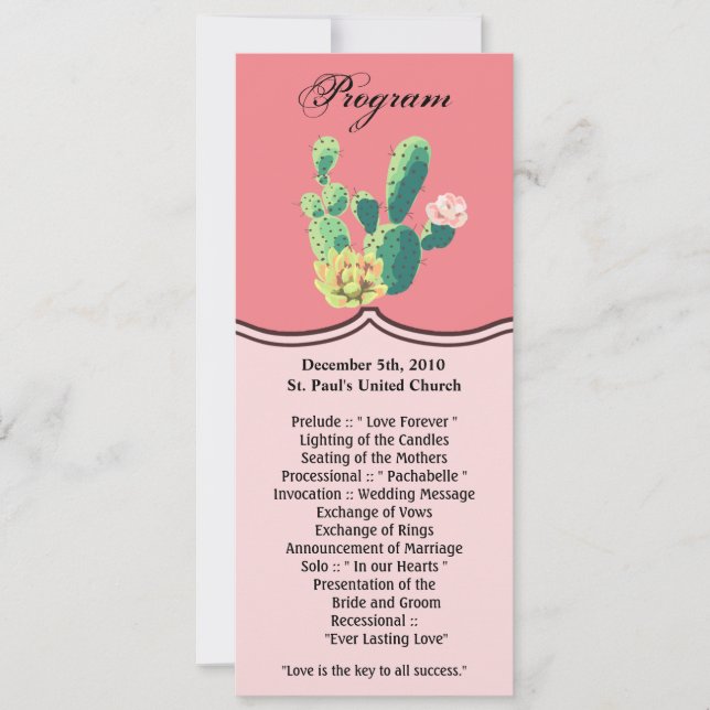 4x9.25 Program Cards Bohemian Cactus Succulents De (Front)