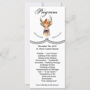 4x9.25 Program Cards Boho Deer Buck Head Browning