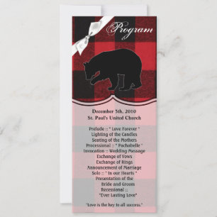 4x9.25 Program Cards Red Buffalo Plaid Bear Black