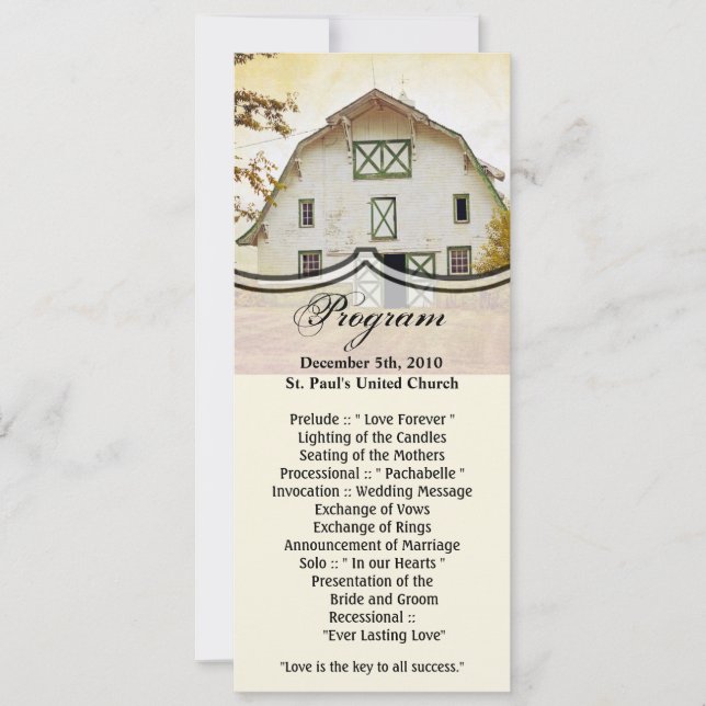 4x9.25 Program Cards Sunset Barn Country Rustic Fi (Front)