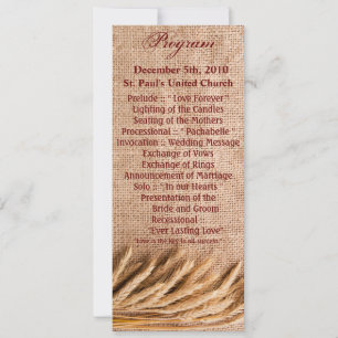 4x9.25 Program Cards Wheat on Burlap Sack Country
