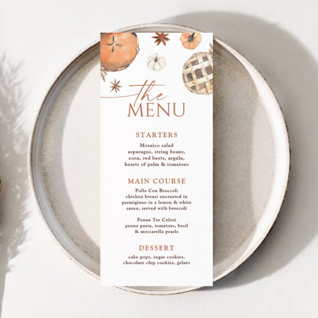 4x9" Little Cutie Pie, Fall Baby Shower Menu (Creator Uploaded)