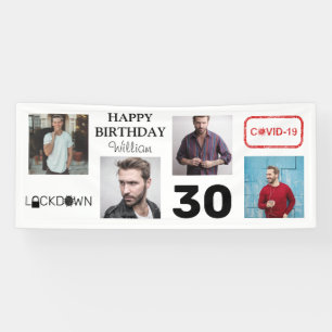 4x Photo Collage Lockdown Happy Birthday Banner