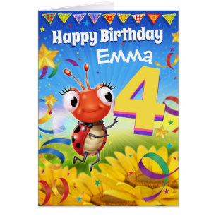 4yrs Custom birthday card Little Ladybug range