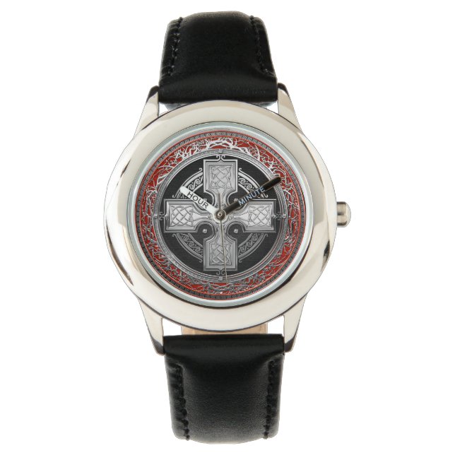 [500] Ancient Celtic Sacred Silver Knot Cross Watch (Front)