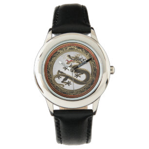 [500] Black and Gold Sacred Eastern Dragon Watch