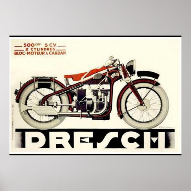 500 cc French Vintage Motorcycle Poster (Front)