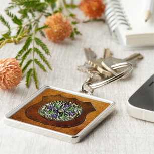 [500] Celtic Cross [Gold with Black Enamel] Key Ring