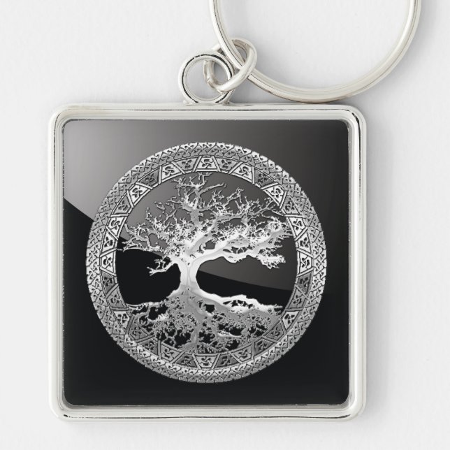 [500] Celtic Tree of Life [Silver] Key Ring (Front)