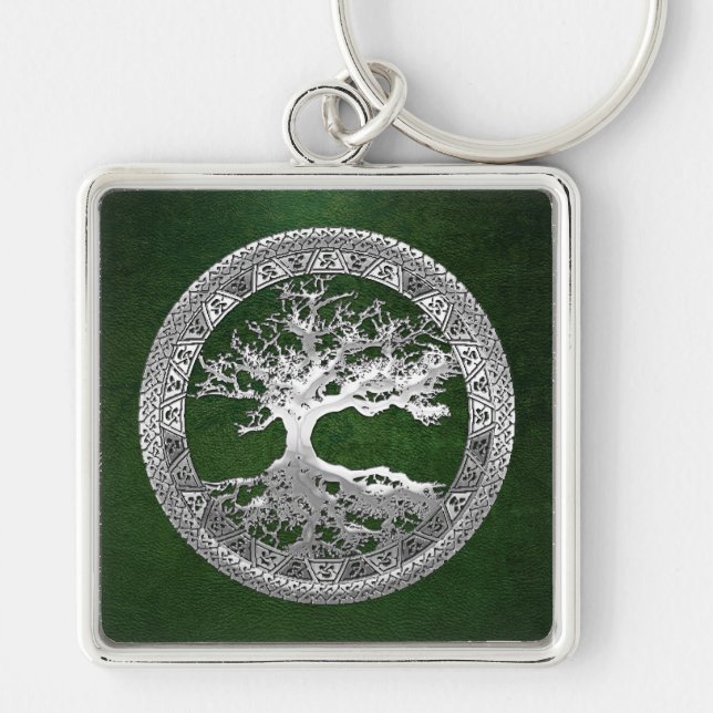 [500] Celtic Tree of Life [Silver] Key Ring (Front)