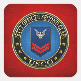 [500] CG: Petty Officer Second Class (PO2) Square Sticker