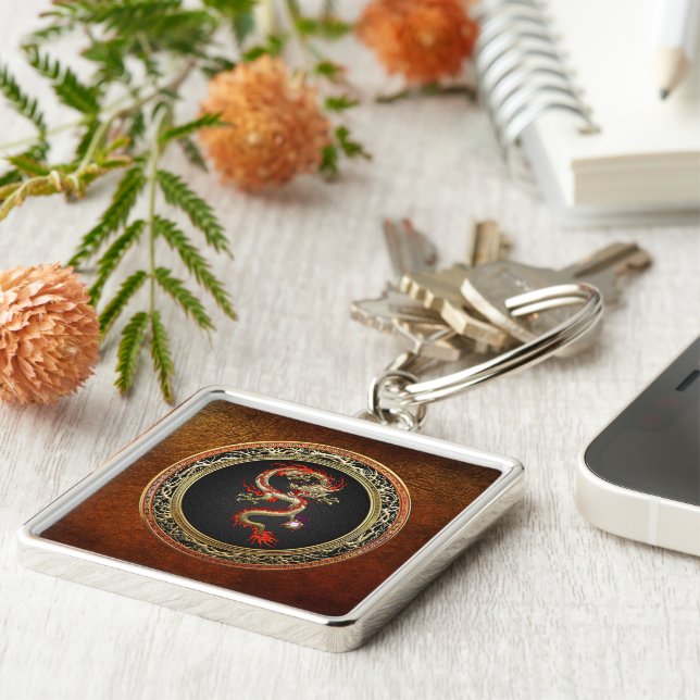 [500] Golden Chinese Dragon Fucanglong Key Ring (Side)
