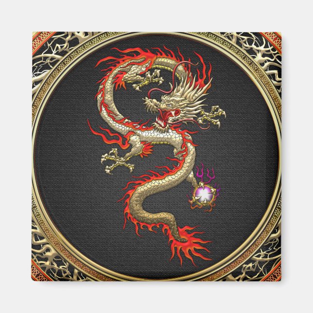 [500] Golden Chinese Dragon Fucanglong Magnet (Front)