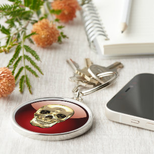 [500] Golden Human Skull Key Ring