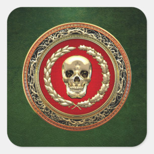 [500] Golden Skull Square Sticker