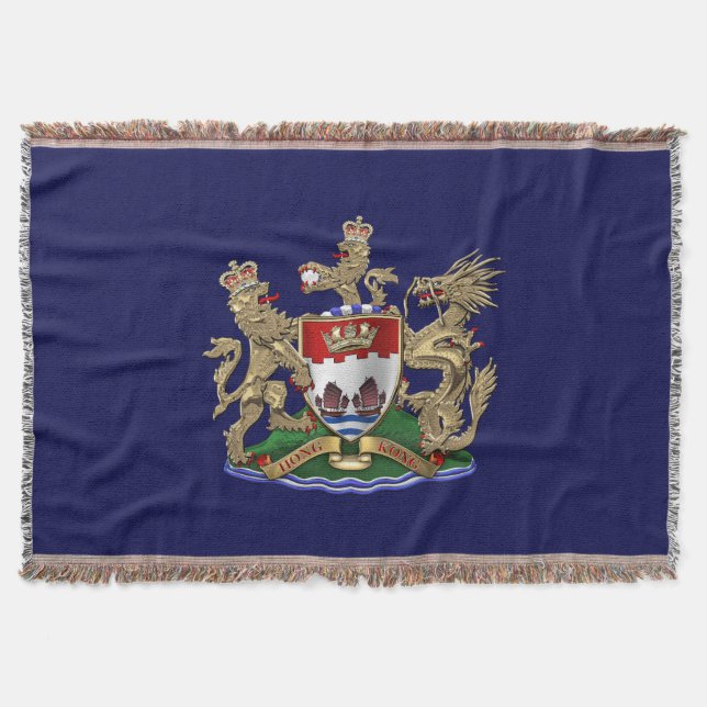 [500] Hong Kong - 1959-1997 Coat of Arms Throw Blanket (Front)
