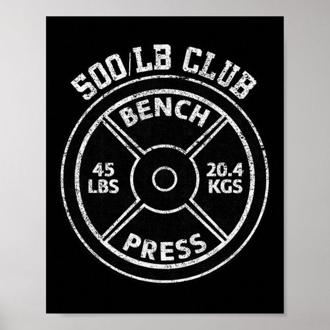 500 Lbs Pound Bench Press Club Gym Weightlifting P Poster (Front)