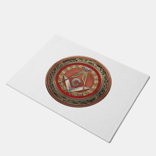 [500] Master Mason - Gold Square & Compasses Doormat (Angled)