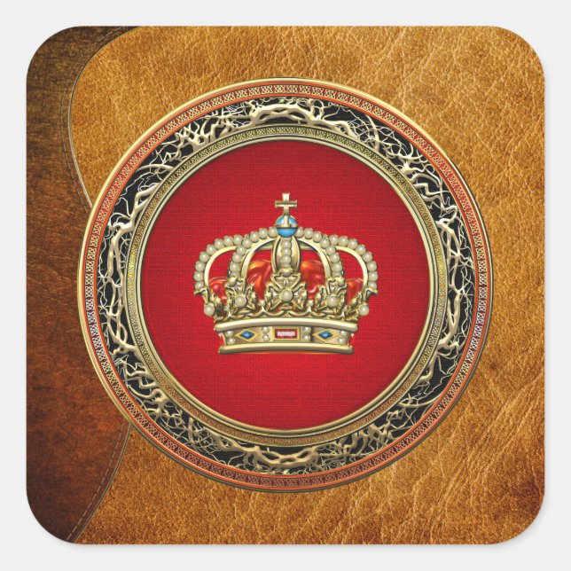[500] Prince-Princess King-Queen Crown [Belg.Gold] Square Sticker (Front)