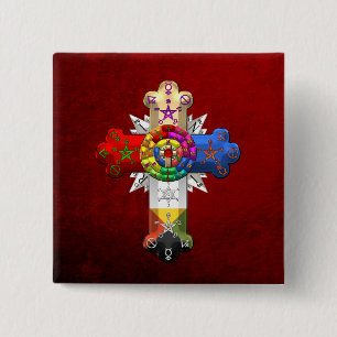 [500] Rosy Cross (Rose Croix) 15 Cm Square Badge