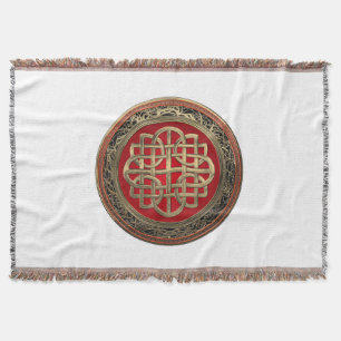 [500] Sacred Celtic Gold Knot Cross Throw Blanket
