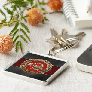 [500] Sacred Golden Scorpion on Red Key Ring