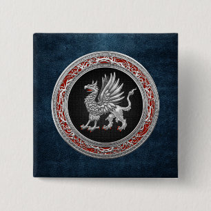 [500] Sacred Silver Griffin 15 Cm Square Badge