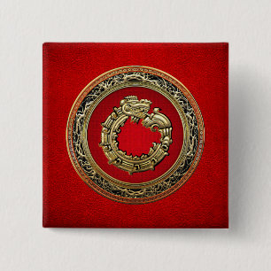 [500] Serpent God Quetzalcoatl [Gold] 15 Cm Square Badge