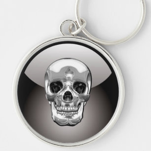 [500] Silver Human Skull Key Ring