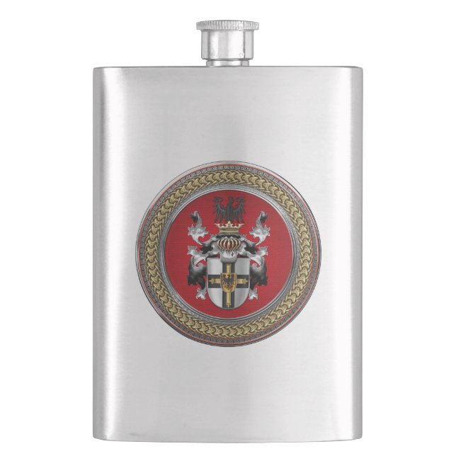 [500] Teutonic Order Coat of Arms Hip Flask (Front)