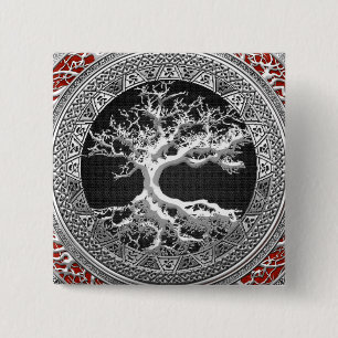 [500] Treasure Trove: Celtic Tree of Life [Silver] 15 Cm Square Badge