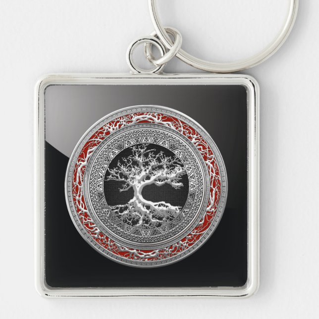 [500] Treasure Trove: Celtic Tree of Life [Silver] Key Ring (Front)