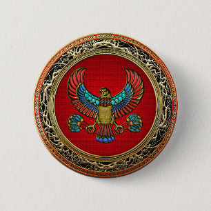[500] Treasure Trove: Egyptian Falcon 6 Cm Round Badge