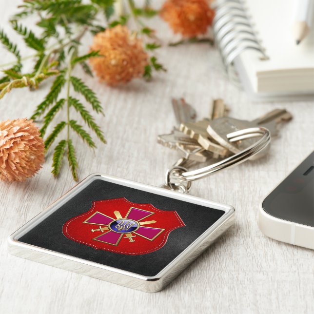 [500] Ukrainian Ground Forces Emblem Key Ring (Side)