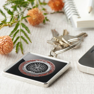 [500] Vegvisir - Viking Silver Magic Runic Compass Key Ring