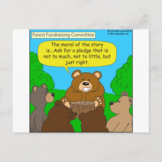 502 fundraising ask just the right way cartoon postcard (Front)