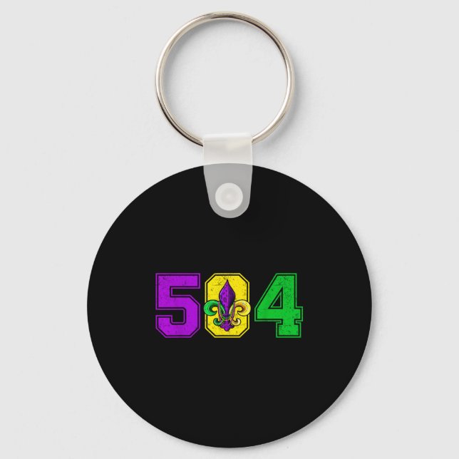 504 Fleur De Lis Mardi Key Ring (Front)
