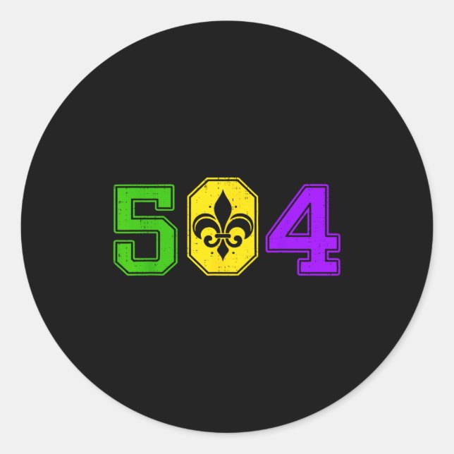 504 Mardi Gras New Orleans Louisiana Carnival Men  Classic Round Sticker (Front)