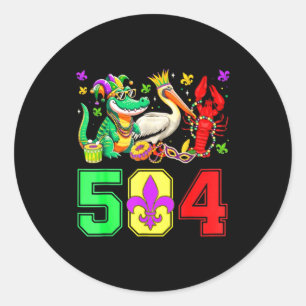 504 Nola Mardi Gras New Orleans Louisiana Parade Classic Round Sticker