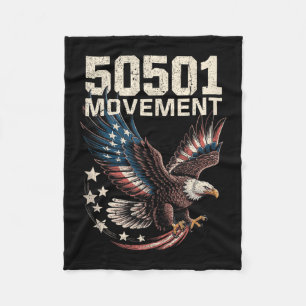 50501 American Flag In Flight Eagle With Stars Tan Fleece Blanket