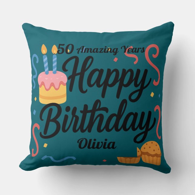 50 Amazing Years Birthday Cushion (Front)