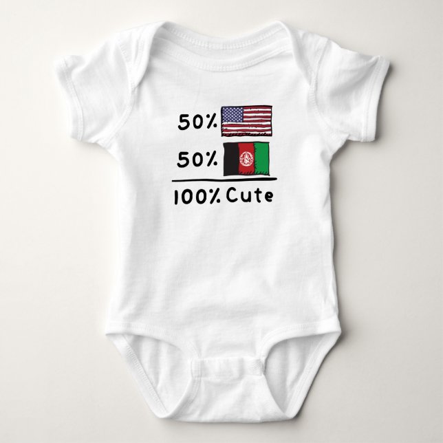 50% American 50% Afghan 100% Cute Afghanistan USA  Baby Bodysuit (Front)