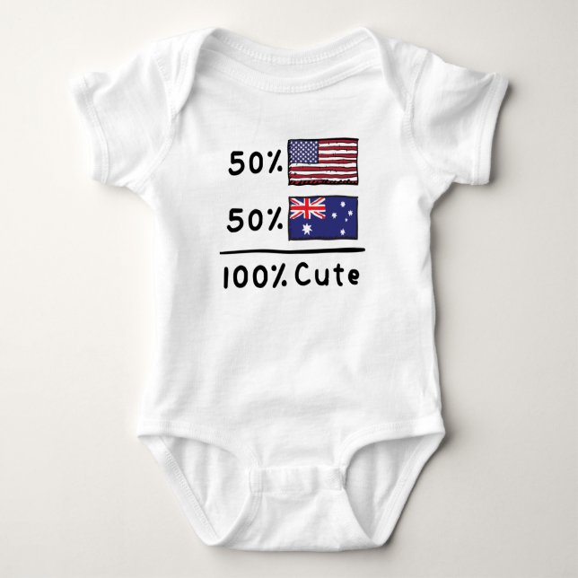 50% American 50% Australian 100% Cute Australia US Baby Bodysuit (Front)