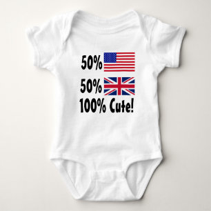 50% American 50% British 100% Cute Baby Bodysuit