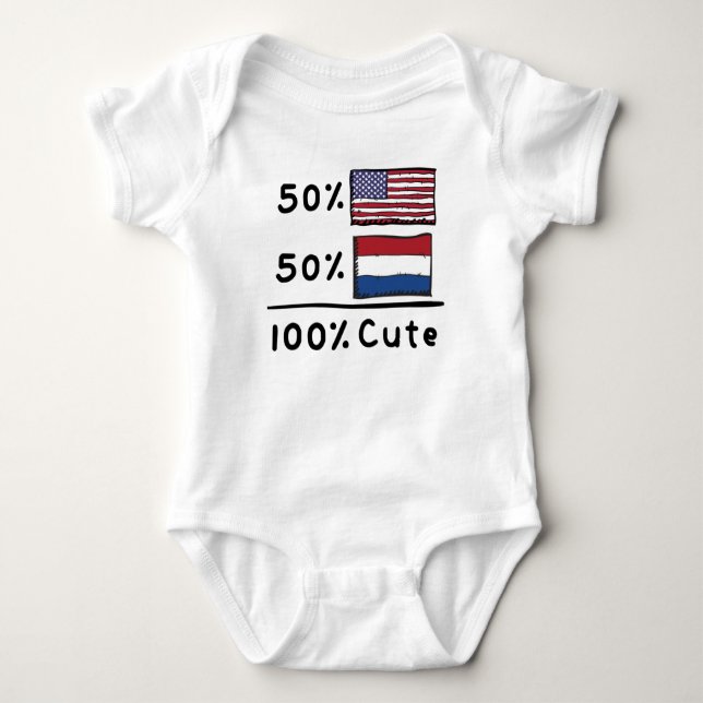 50% American 50% Dutch 100% Cute Netherlands USA F Baby Bodysuit (Front)