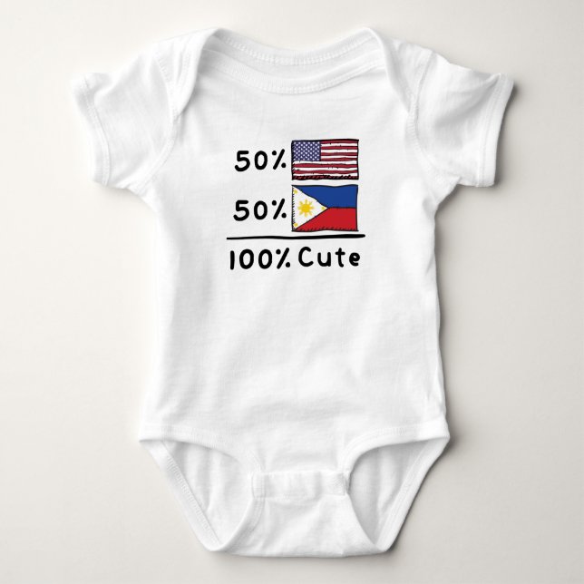 50% American 50% Filipino 100% Cute Philippines US Baby Bodysuit (Front)